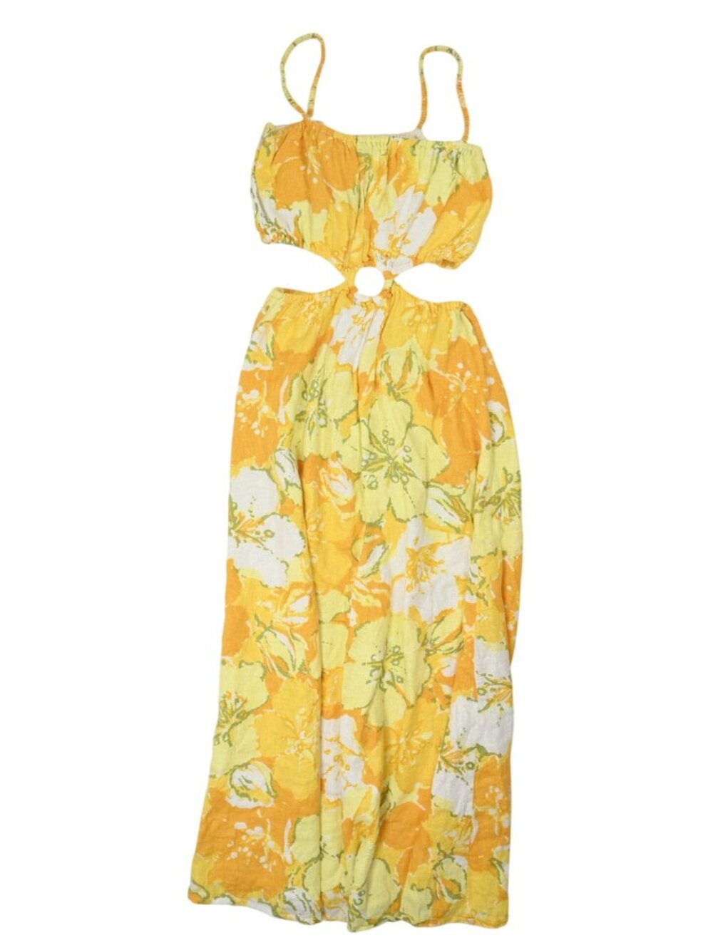 Faithfull The Brand El Rio Floral-Print Linen Maxi Dress In Yellow